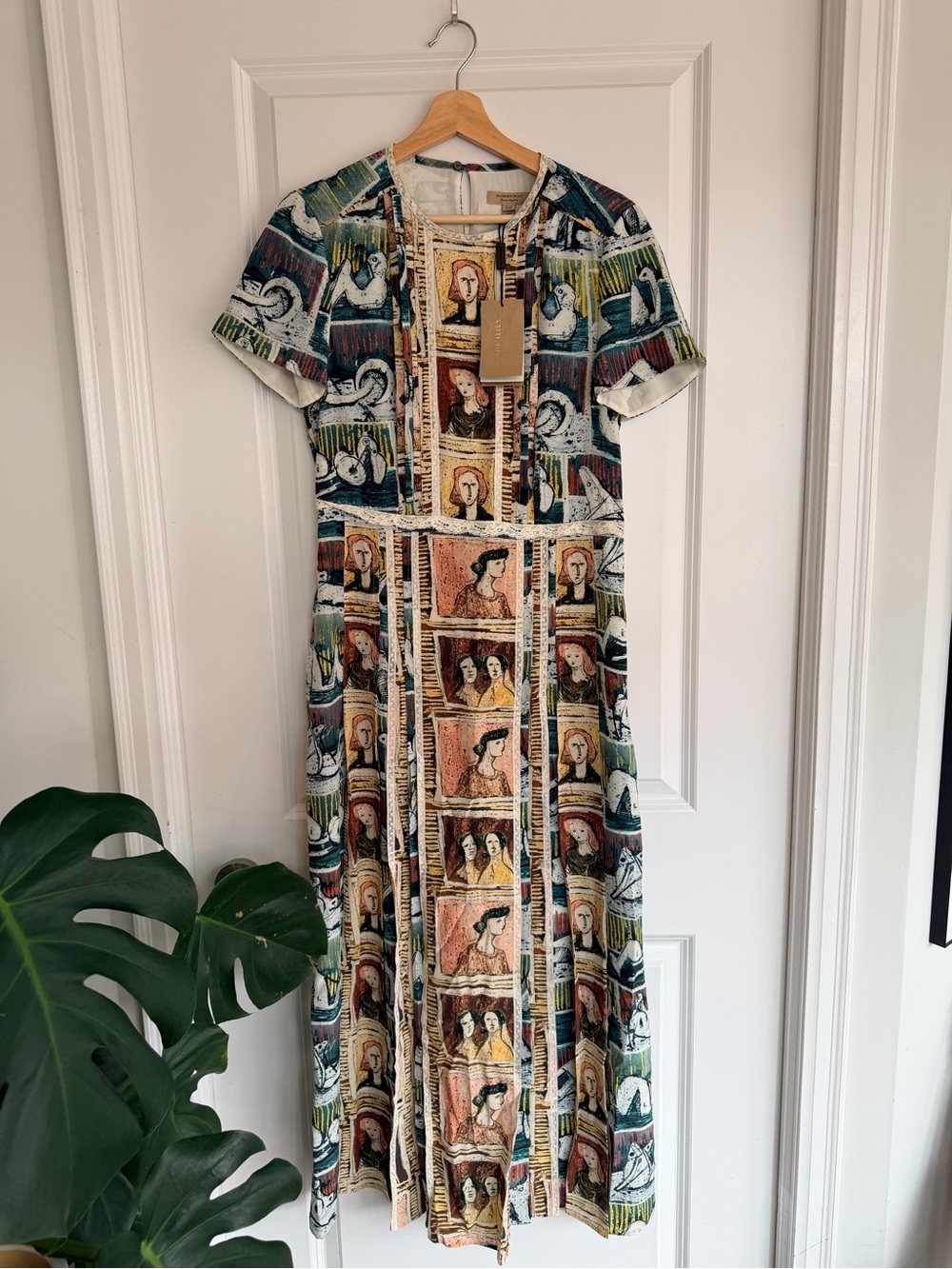 Burberry Multicolor Portrait-Print Silk Maxi Dress